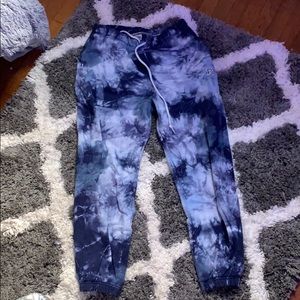 Blue tie dye PINK sweatpants